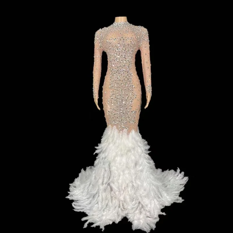 Luxury Lifestyle Photography - Luxurious Rhinestones Mesh Transparent Feathers Long