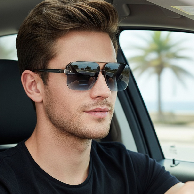 Luxury Lifestyle Store - New Gradient Half-frame Sunglasses Men Fashion