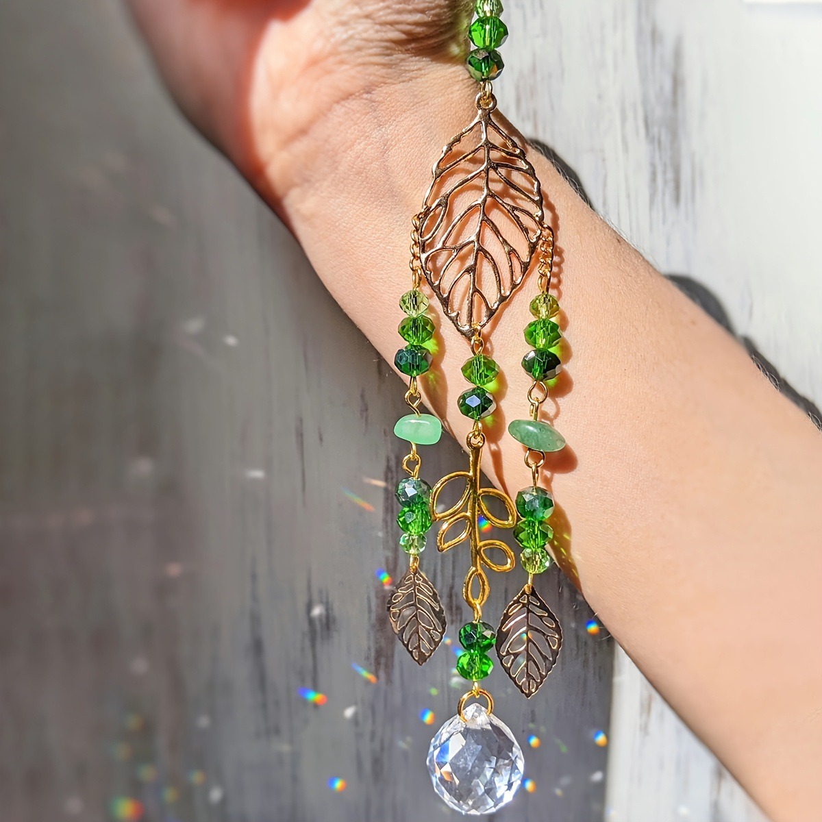 Crystal Suncatcher Gold Leaf G - Crystal Ball Decor 评论和价格