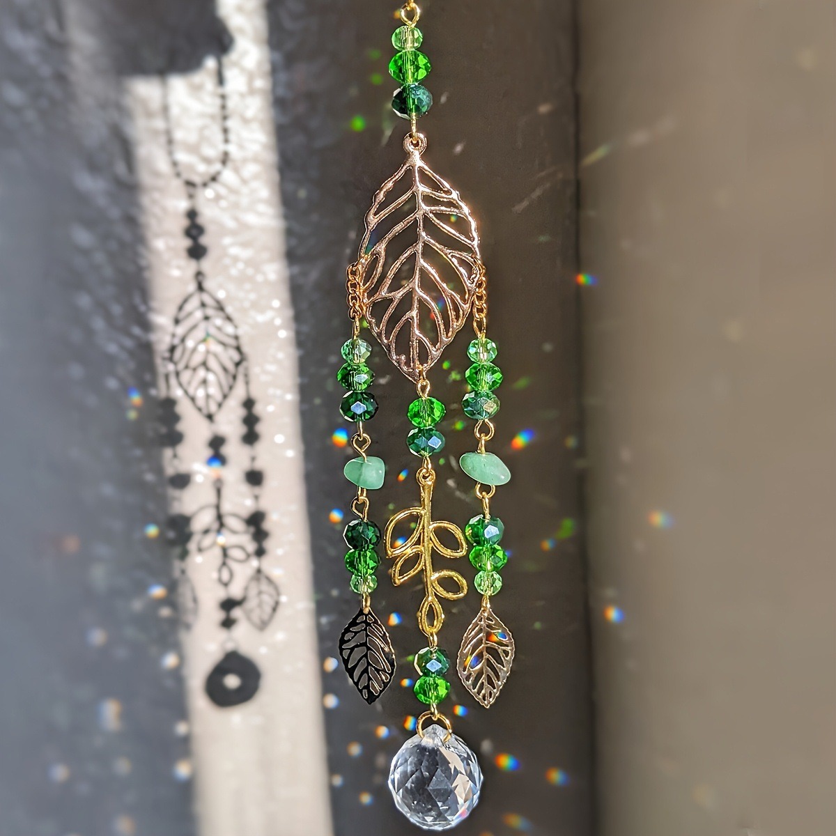 Crystal Suncatcher Gold Leaf G - Crystal Ball Decor 评论和价格