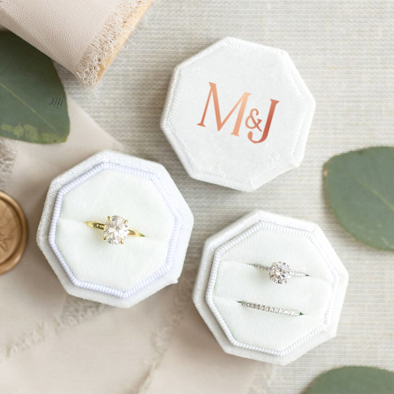 Custom Wedding Rings Box One T - Velvet Jewelry Box 评论和价格
